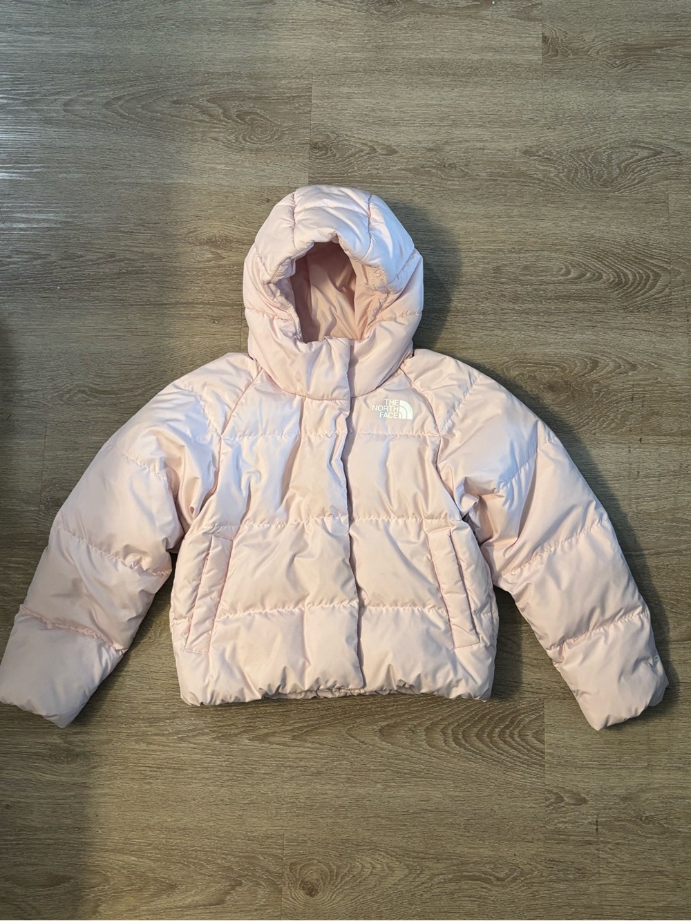 The North Face Kids Light Pink Hooded Puffer Jacket